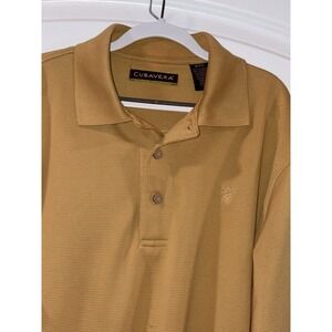 Cubavera Small Long Sleeve Polo Shirt Gold Color SM Polyester Fast‎ Shipping!